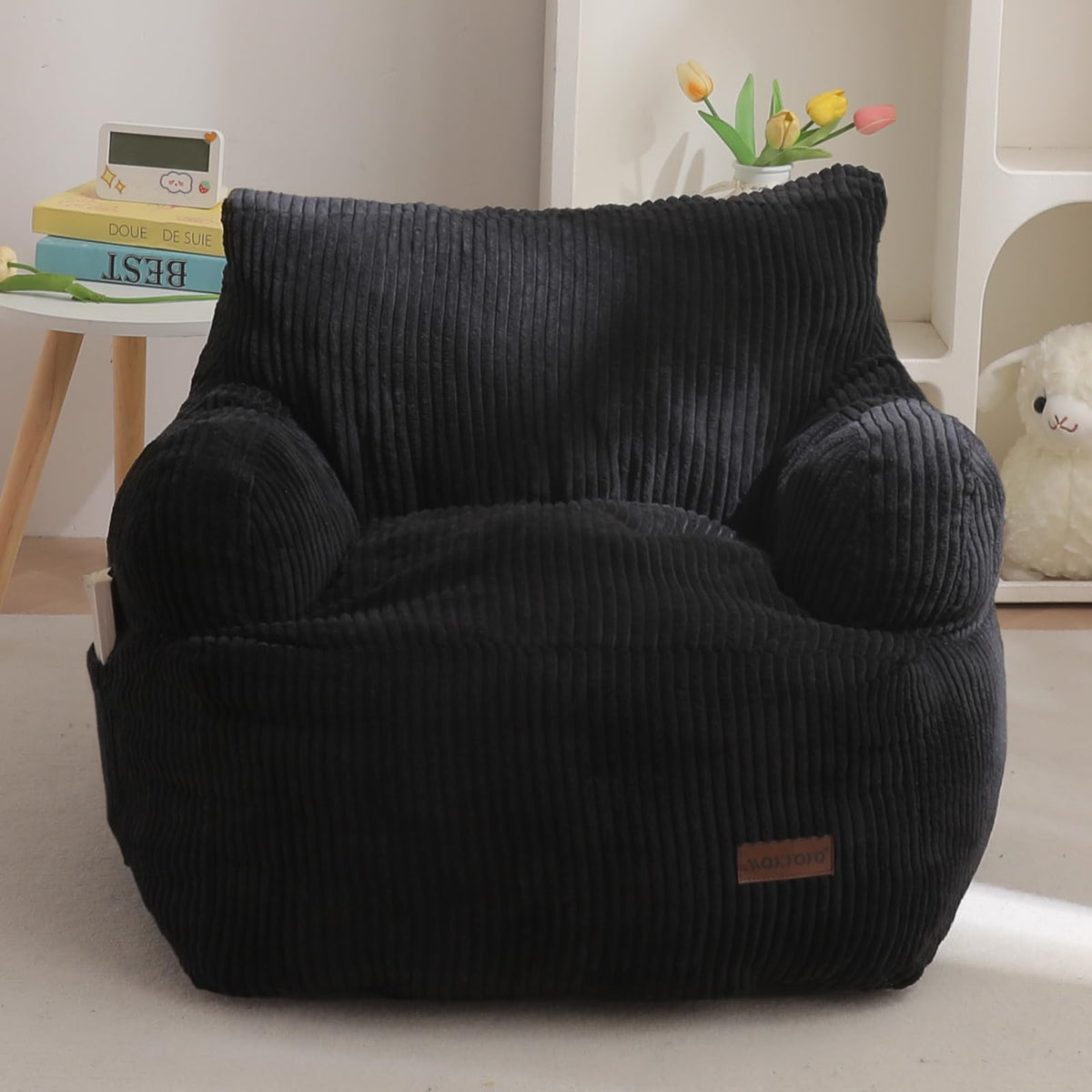 MAXYOYO Kids Bean Bag Chair with corded fabric for cozy lounging.