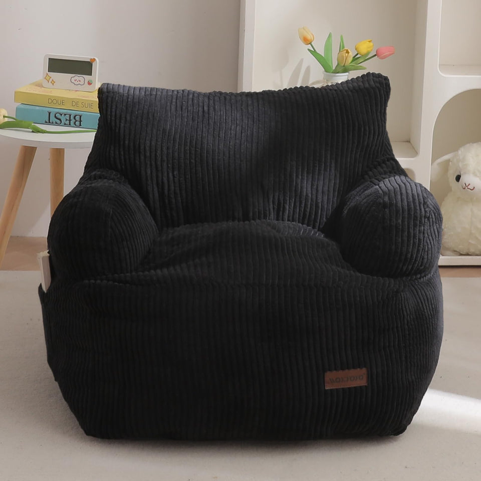 MAXYOYO Kids Bean Bag Chair with corded fabric for cozy lounging.