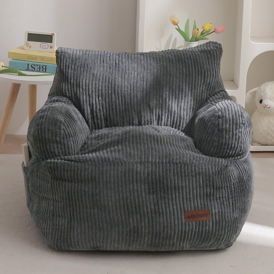 MAXYOYO Kids Bean Bag Chair in corded fabric offers cozy seating for kids.
