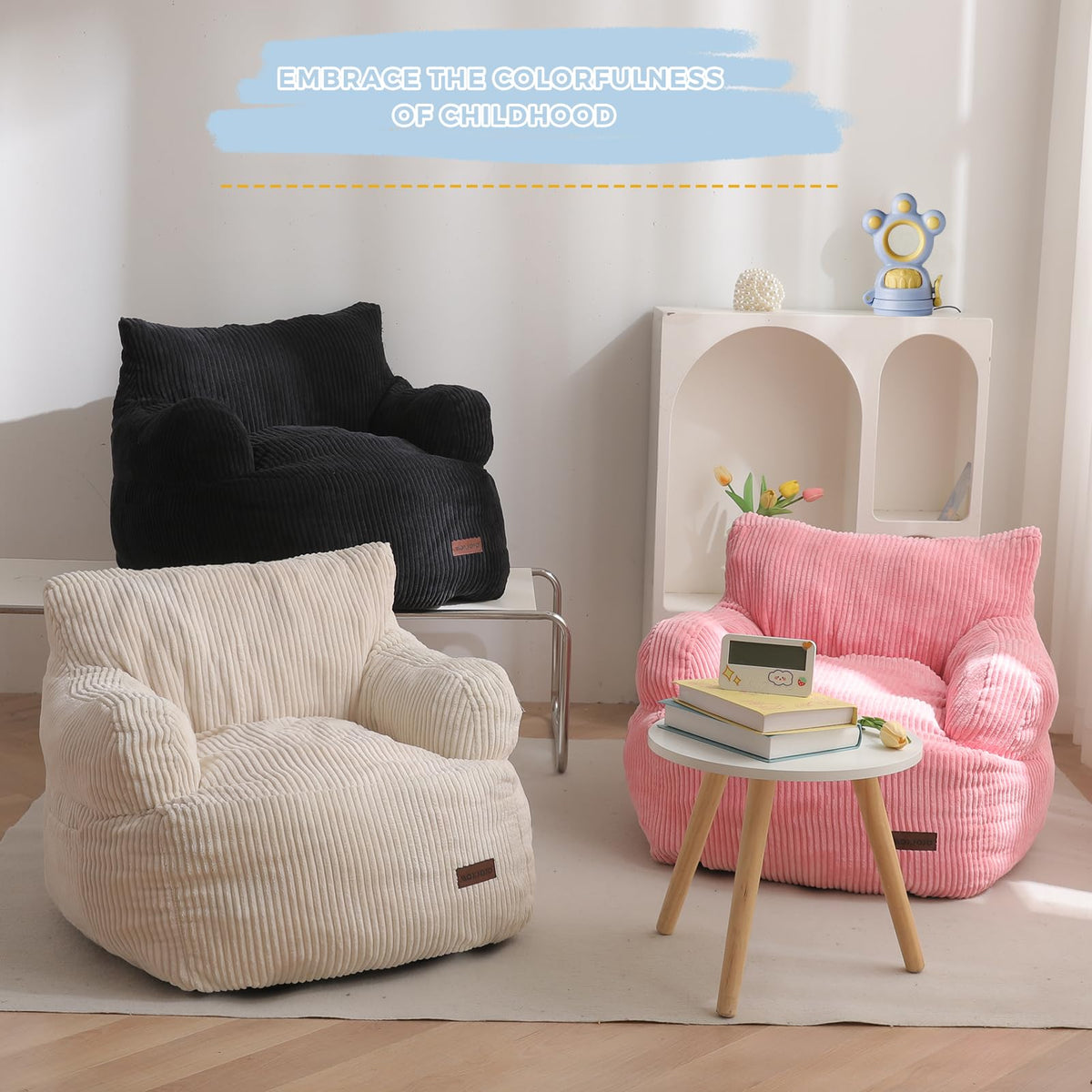 MAXYOYO Kids bean bag chair is lightweight, easy to move between rooms.