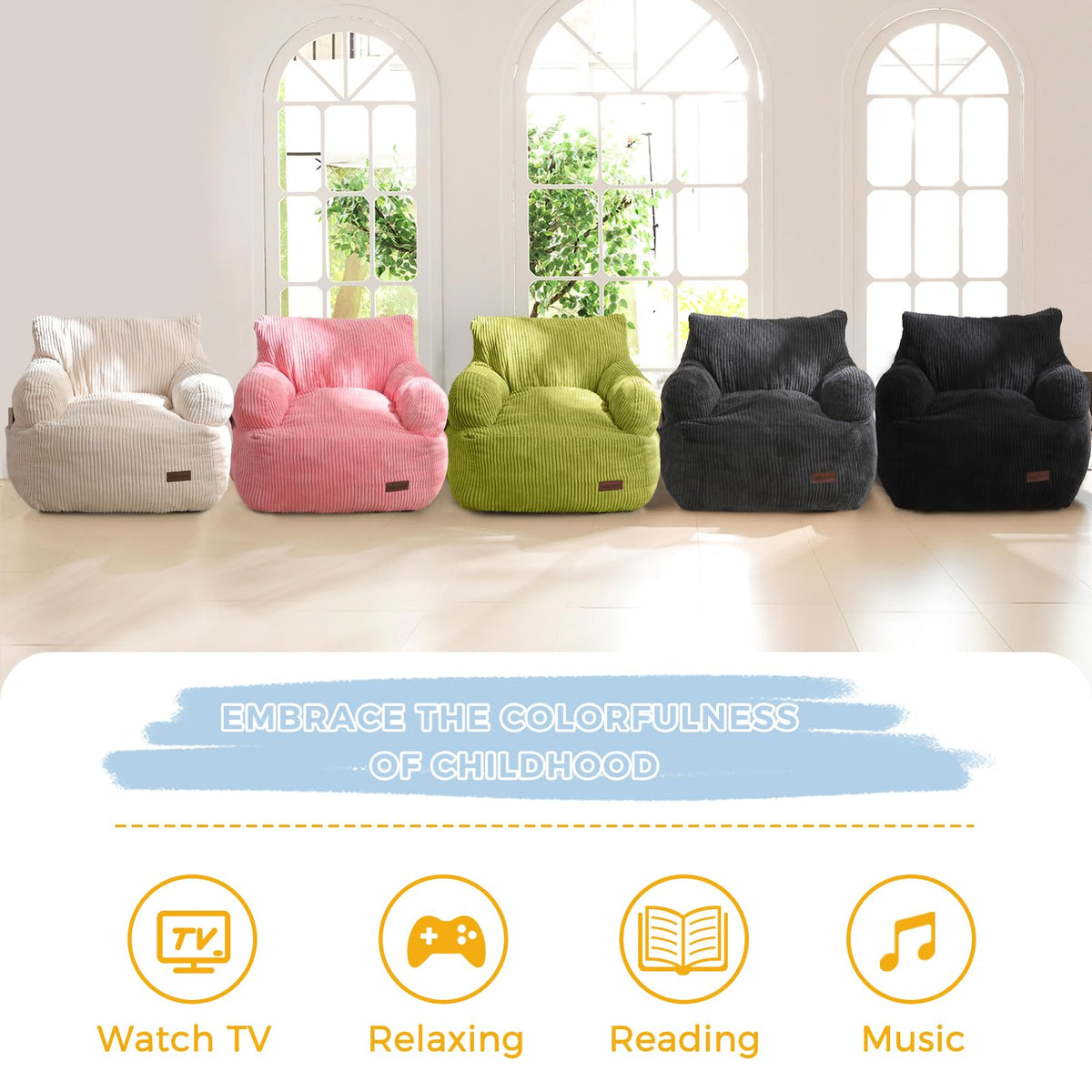 MAXYOYO Kids Bean Bag Chair suits playtime and relaxation.