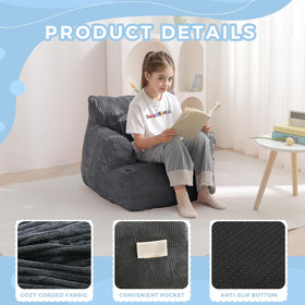 MAXYOYO chair with side pocket stores toys and remotes within reach.