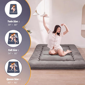 MAXYOYO mattress with straps ready for portable use.