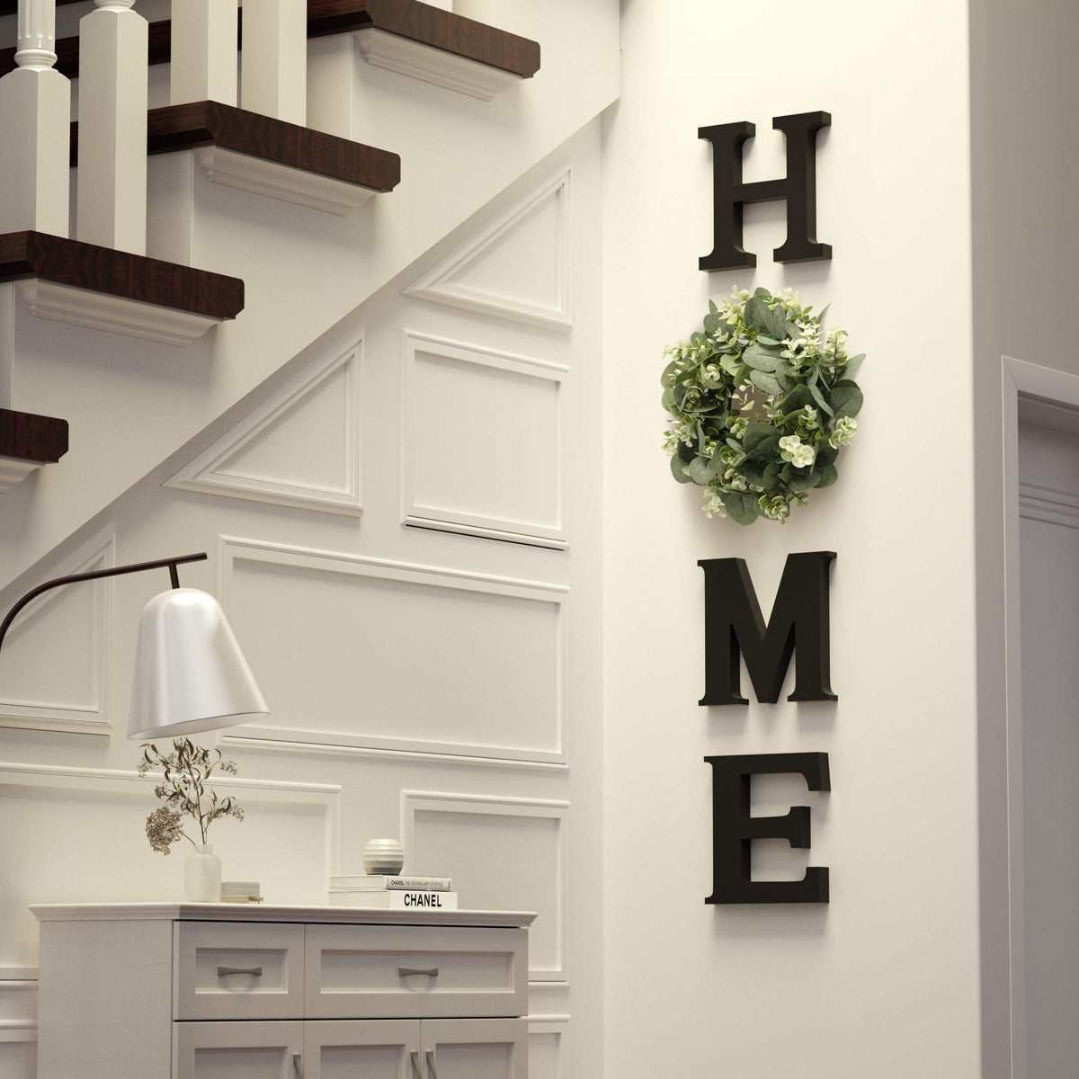 MAYICIVO artificial eucalyptus wreath enhances rustic charm and year-round appeal.