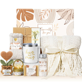 MAYICIVO get well gift basket blanket with tassels for cozy comfort