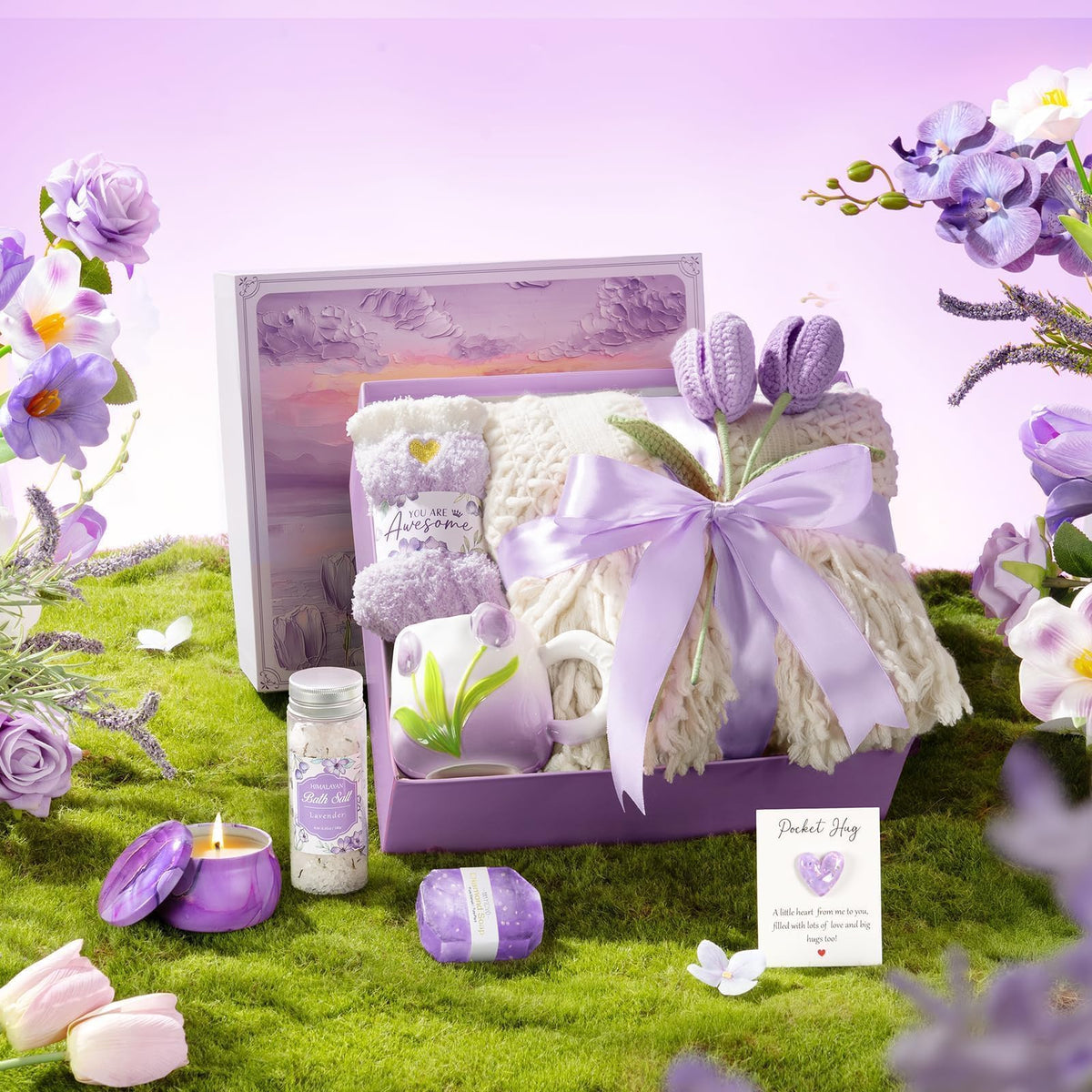 MAYICIVO lavender candle 4oz, calming aroma for a tranquil bath or spa moment.