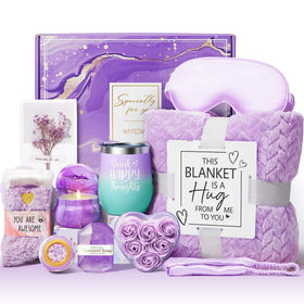 MAYICIVO mothers day gift basket flannel blanket provides cozy comfort for relaxing evenings.