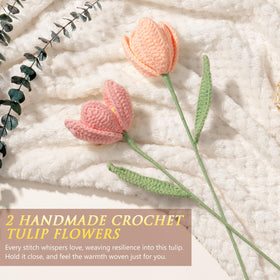 MAYICIVO pink crochet tulips offer delicate decor and warmth.