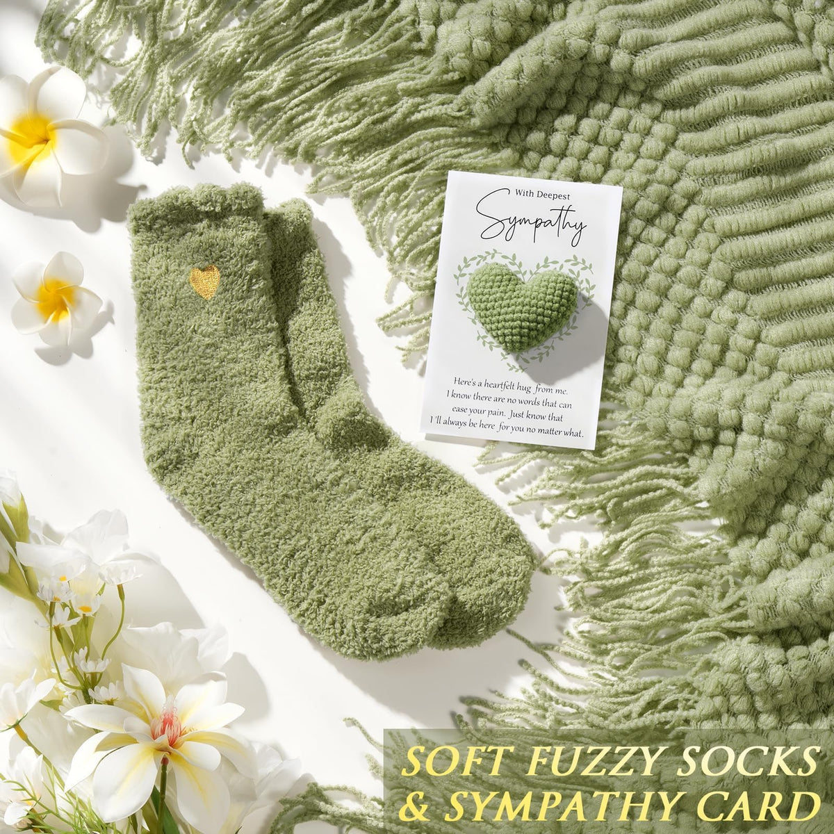 MAYICIVO sympathy card image, crochet heart with supportive message