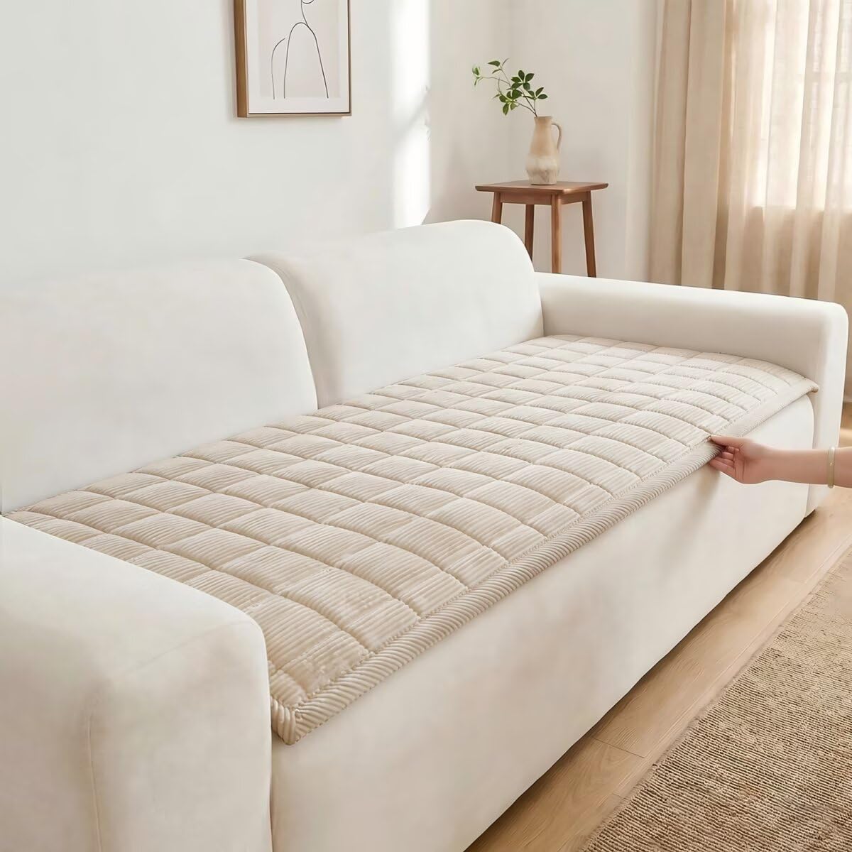 Maymiss pet couch cover soft-fabric offers plush comfort for pets and people alike.