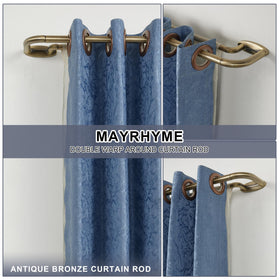 Mayrhyme back rod in antique bronze supports sheer panels