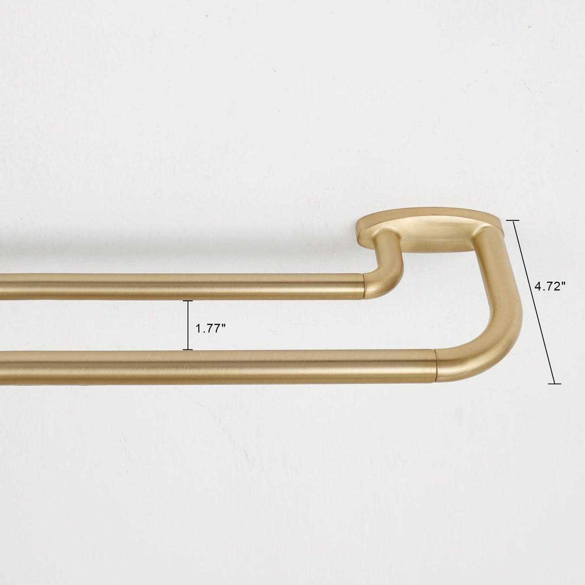 Mayrhyme front rod warm gold supports blackout curtains for better privacy.