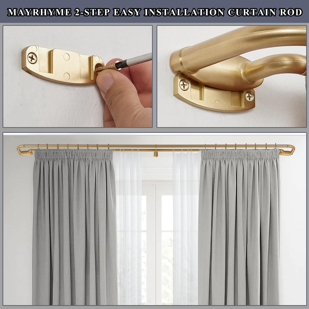 Mayrhyme wrap-around design surrounds window for smooth drapery flow.