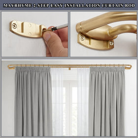 Mayrhyme wrap-around design surrounds window for smooth drapery flow.