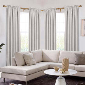 Mayrhyme Warm Gold corner rod installation with cap covers enables quick setup.