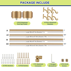 Mayrhyme Warm Gold corner rod sag-proof design supports heavy curtains.