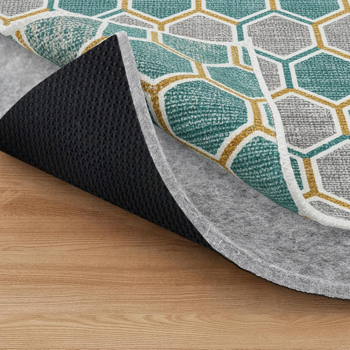MAYSHINE non-slip rug pad 5x7 top view enhances rug stability on hardwood floors