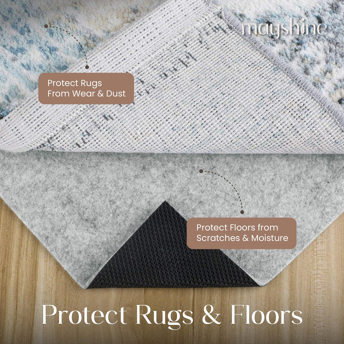 MAYSHINE pad is trim-to-fit for precise rug sizing and neat edges