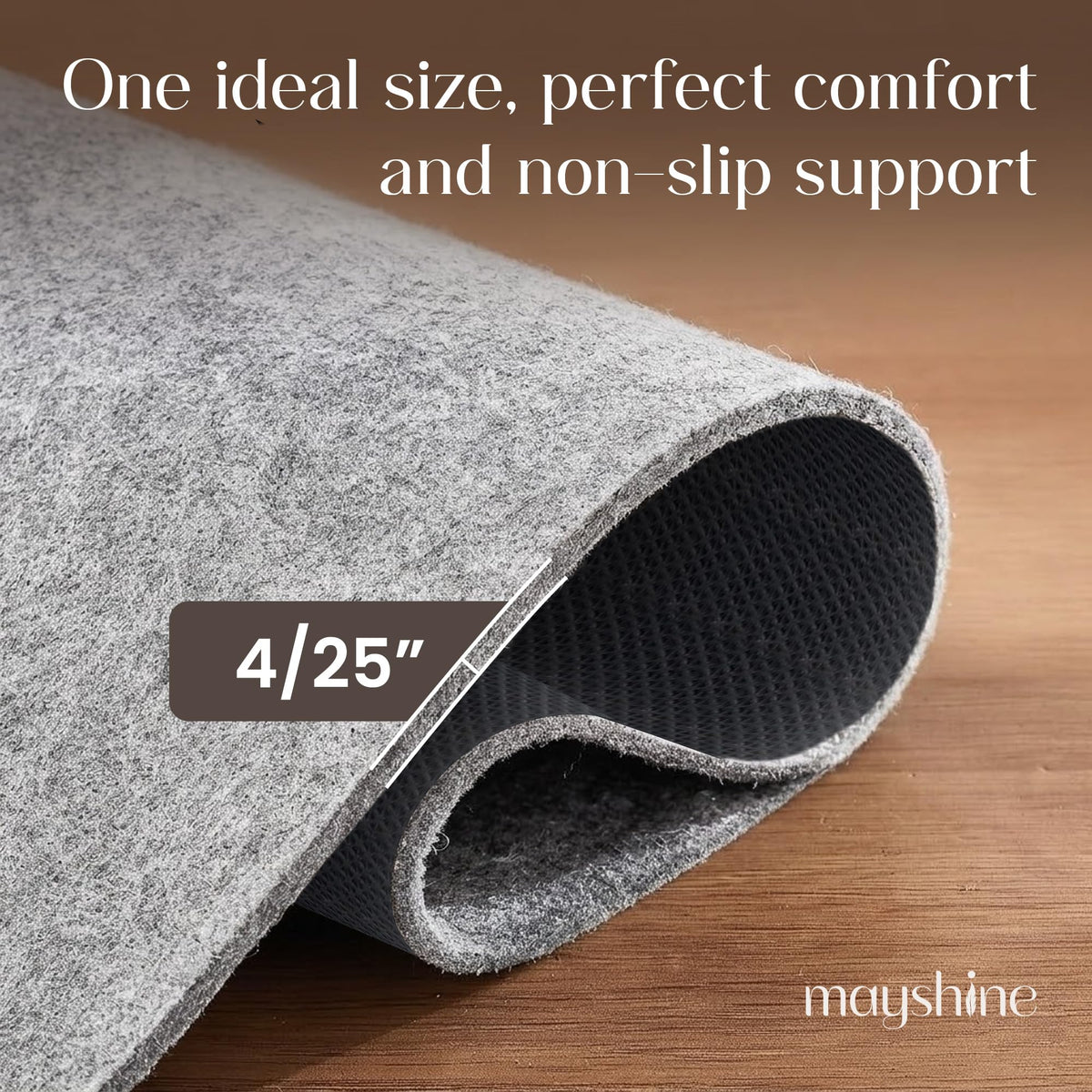 MAYSHINE rug pad under rug provides soft cushion for comfortable foot traffic