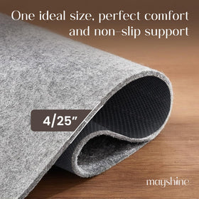MAYSHINE rug pad under rug provides soft cushion for comfortable foot traffic