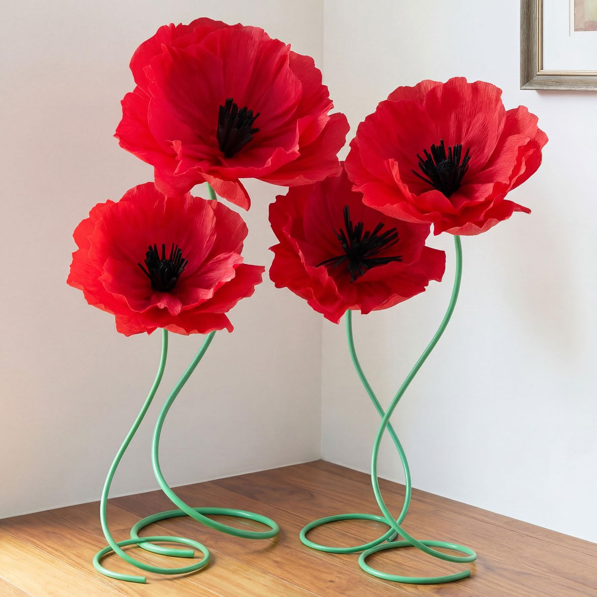 Maysing giant paper poppy flowers collection adds dramatic year-round decor