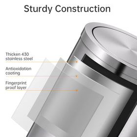 Mbillion 430 stainless steel trash can close-up finish with anti fingerprint coating