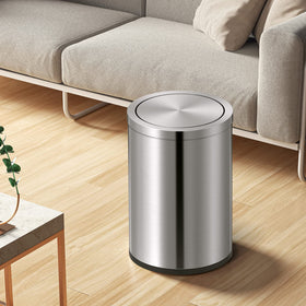 Mbillion small trash can with swing lid side view for desk or shelf