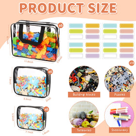 MBJZSL clear PVC toy storage bags showing contents at a glance.