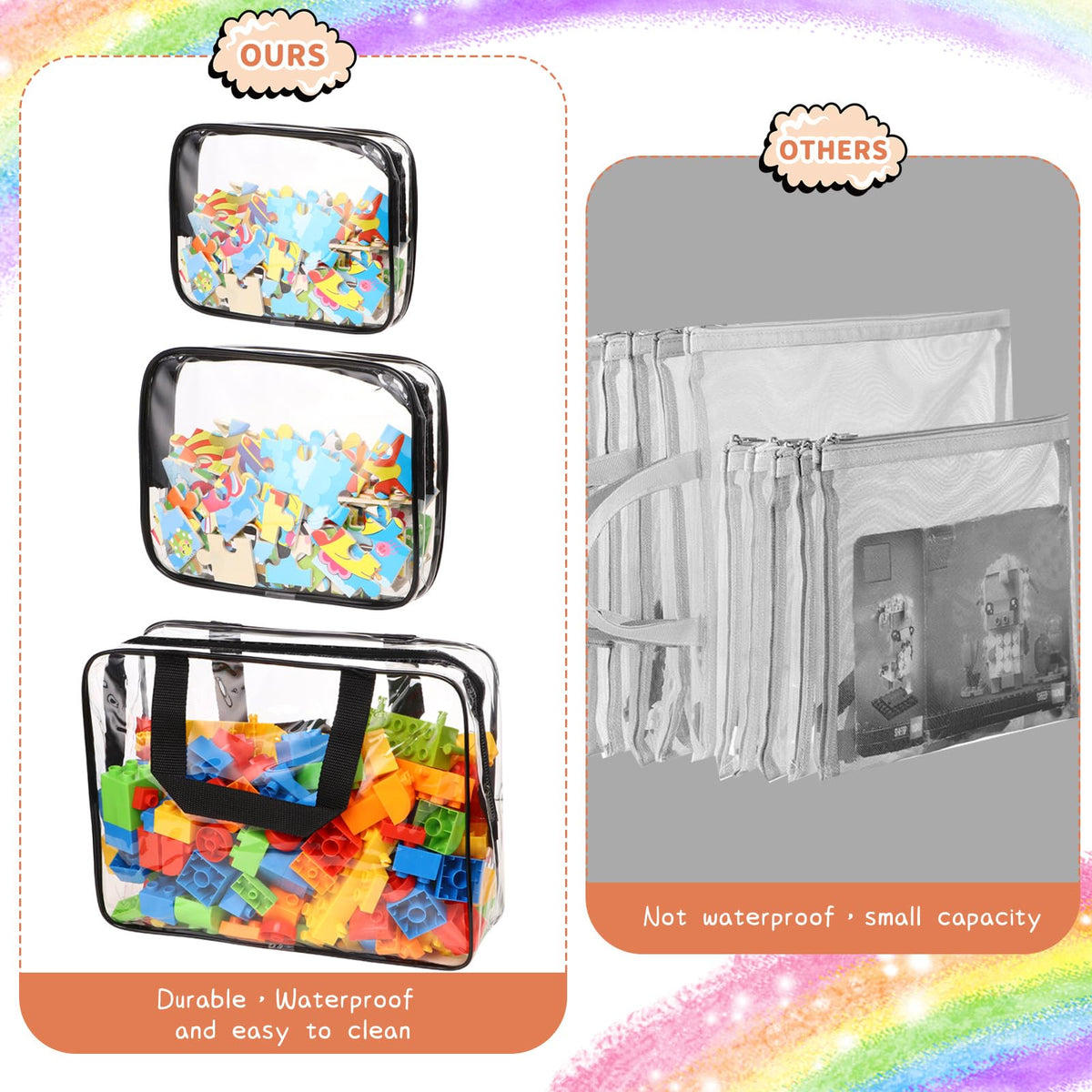 MBJZSL durable zipper closure toy bags keep items secure.