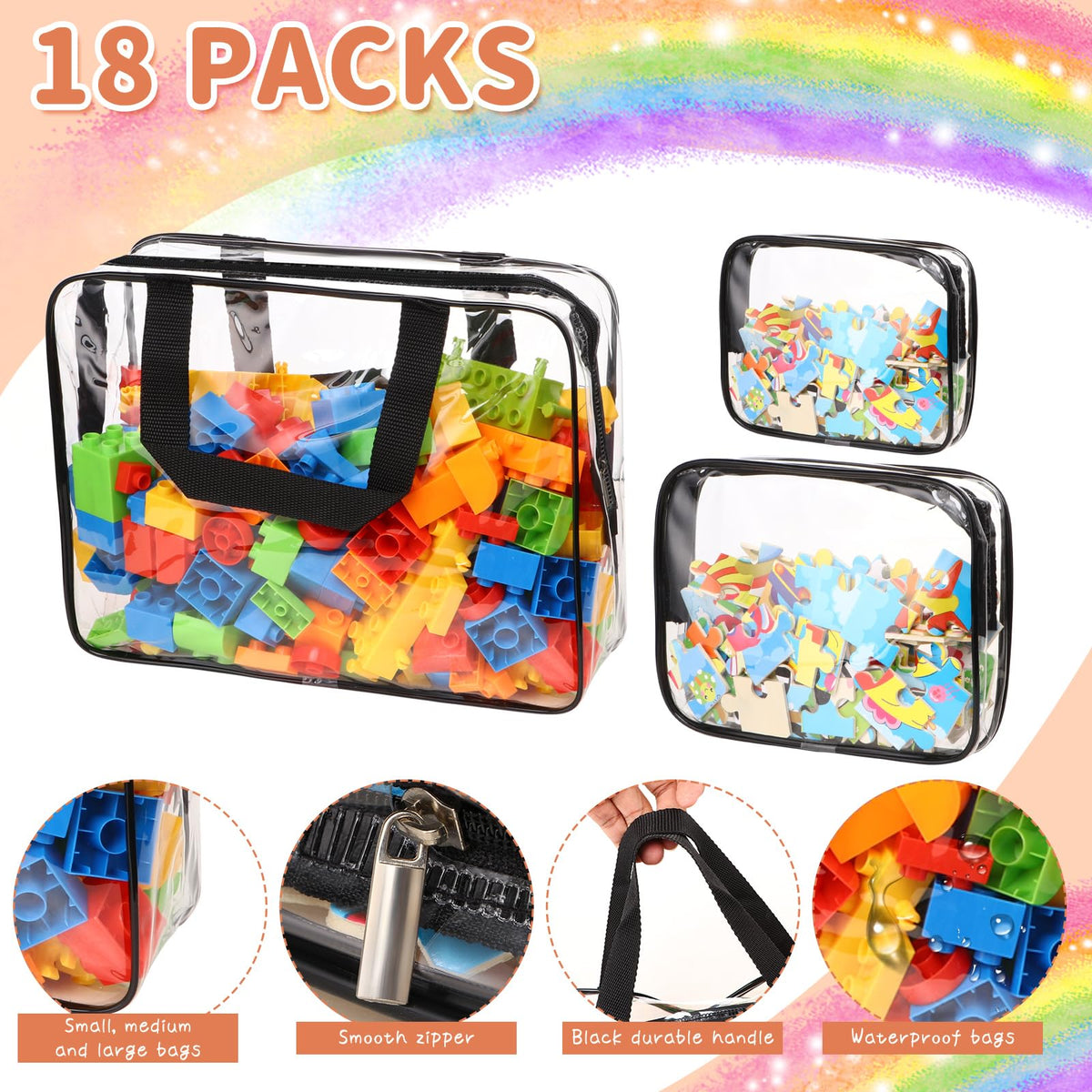 MBJZSL waterproof toy bags with zipper closure protect contents.