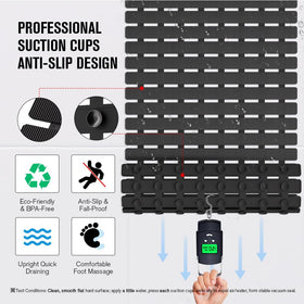MBOSS bath mat features stripe texture for enhanced traction and safety.
