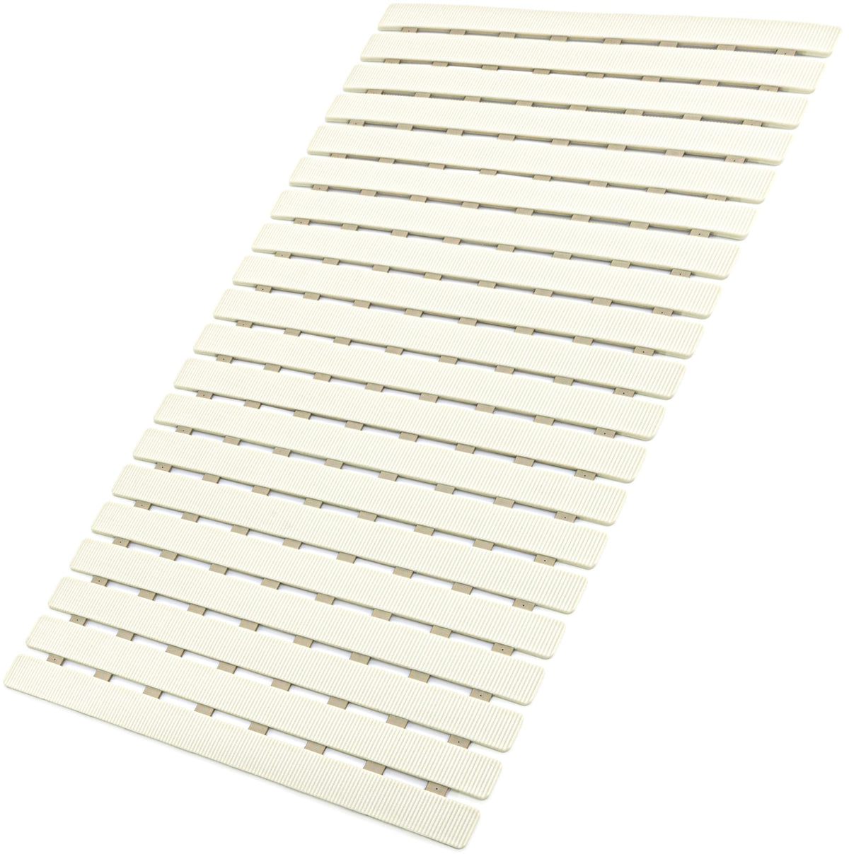 MBOSS Ivory White bath tub mat showing full footprint and soft texture for safety.