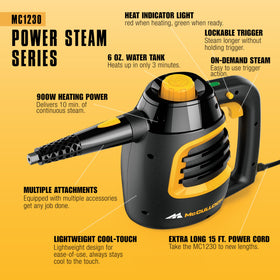 McCulloch MC1230 extension hose extends reach to hard-to-clean areas