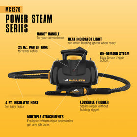 McCulloch MC1270 floor mop attachment in action on sealed floors.