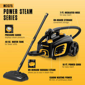 McCulloch MC1375 angled nozzle reaches tight corners for precise cleaning