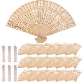 MCEAST sandalwood folding fan bulk pack for weddings and events, ideal for favors.