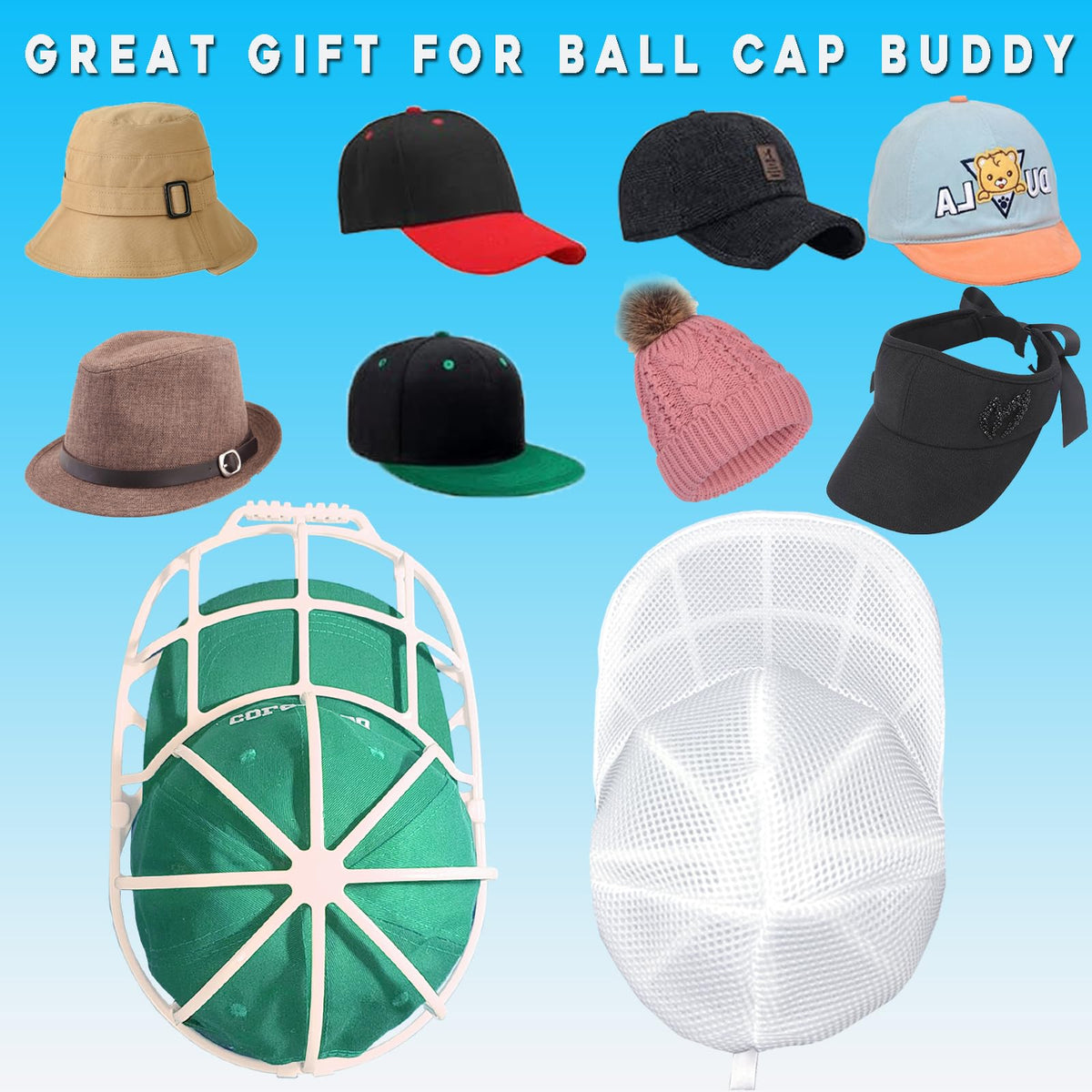 MCHKJ baseball cap cleaner protects hats from snagging during cycles