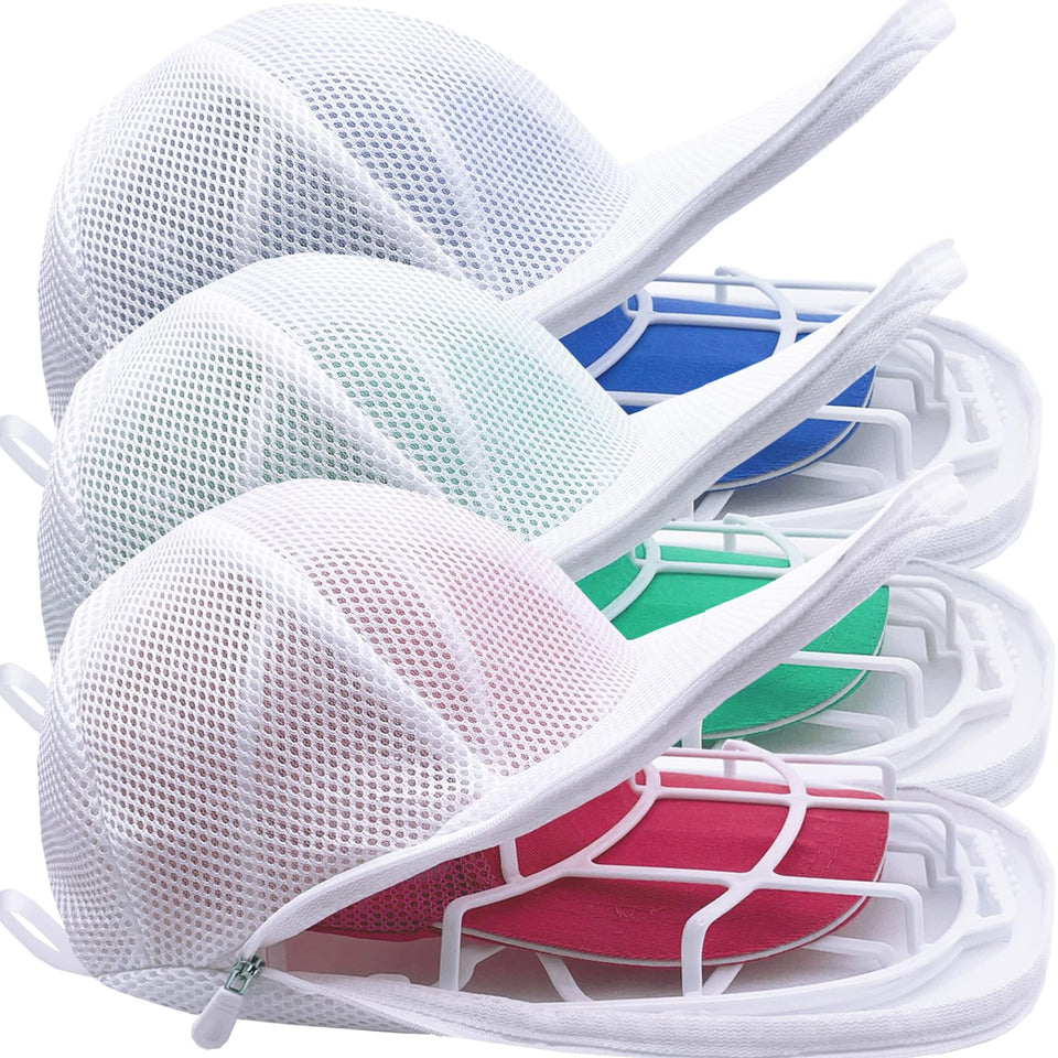 MCHKJ hat washer with mesh bag inside protects caps during machine wash.