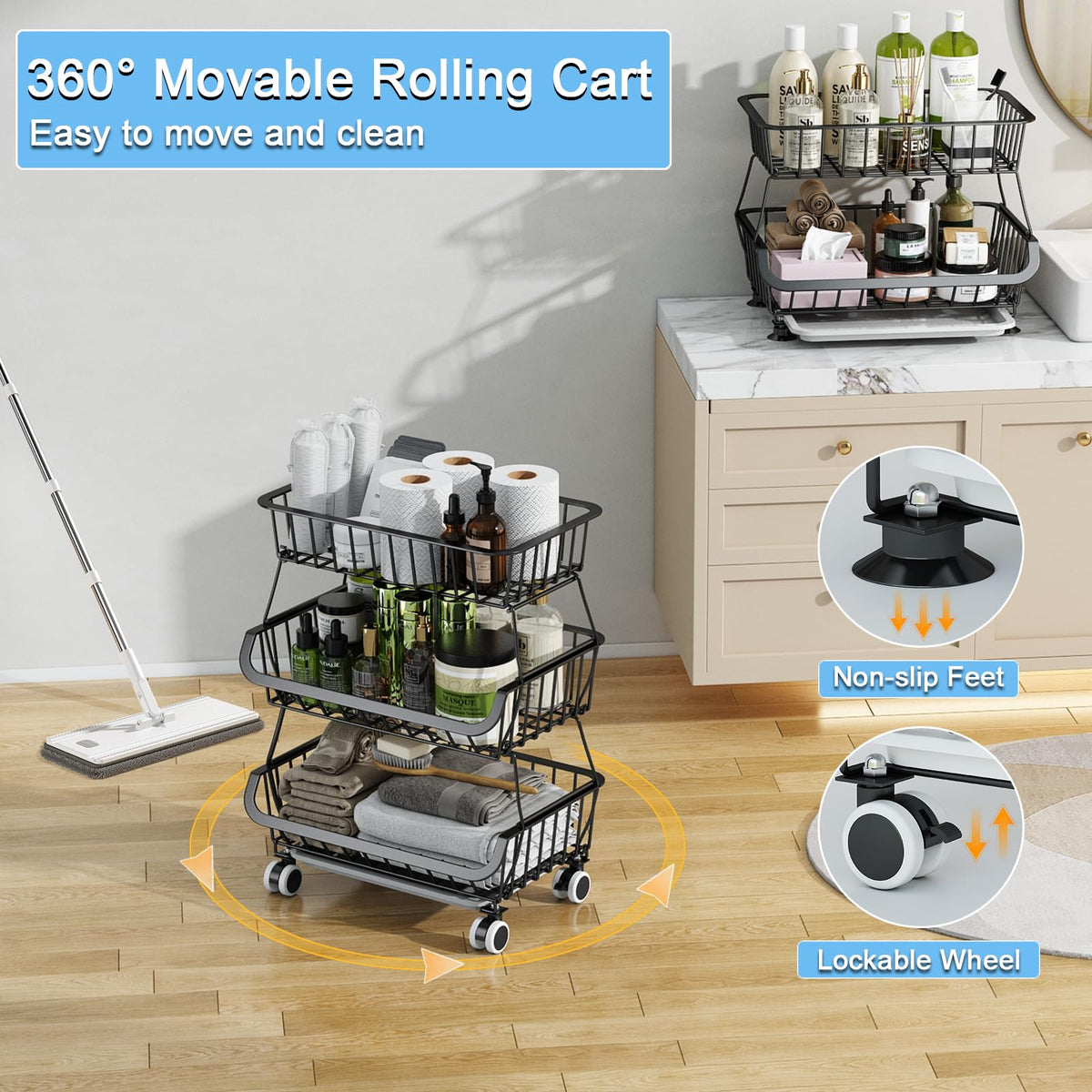 Mchoter kitchen fruit basket stand keeps countertops tidy and visually organized.
