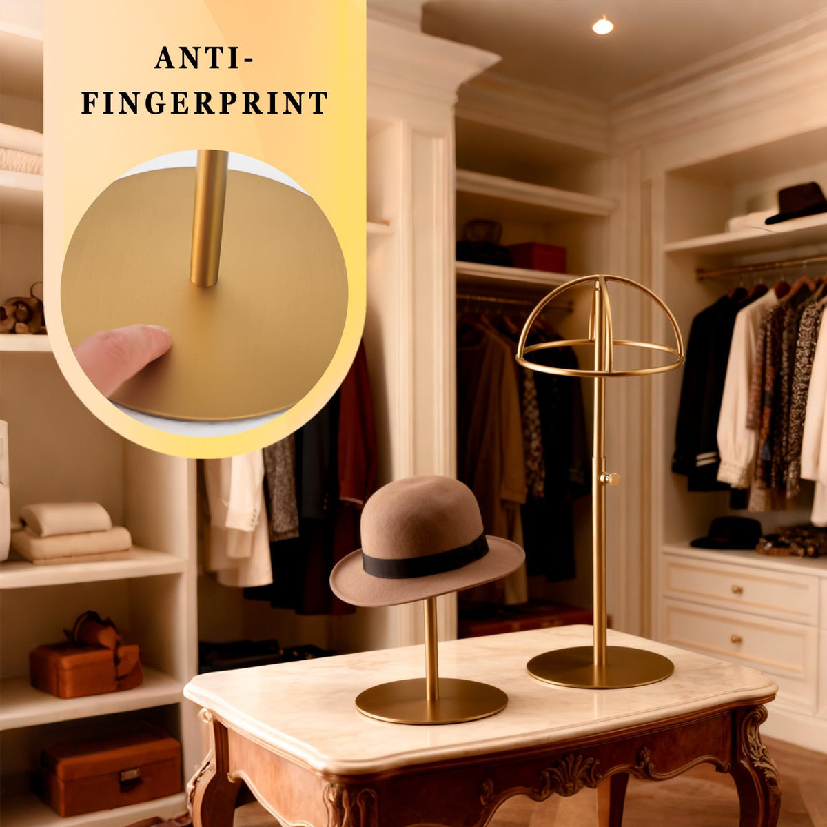 MCKECHSION stainless steel hat stand offers durable, long-lasting support for home or shop displays.