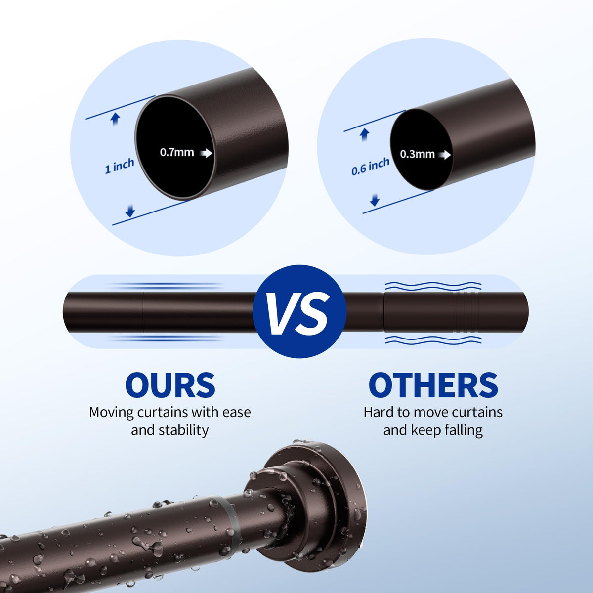Mcrbeay bronze rod used as multi-purpose bathroom divider