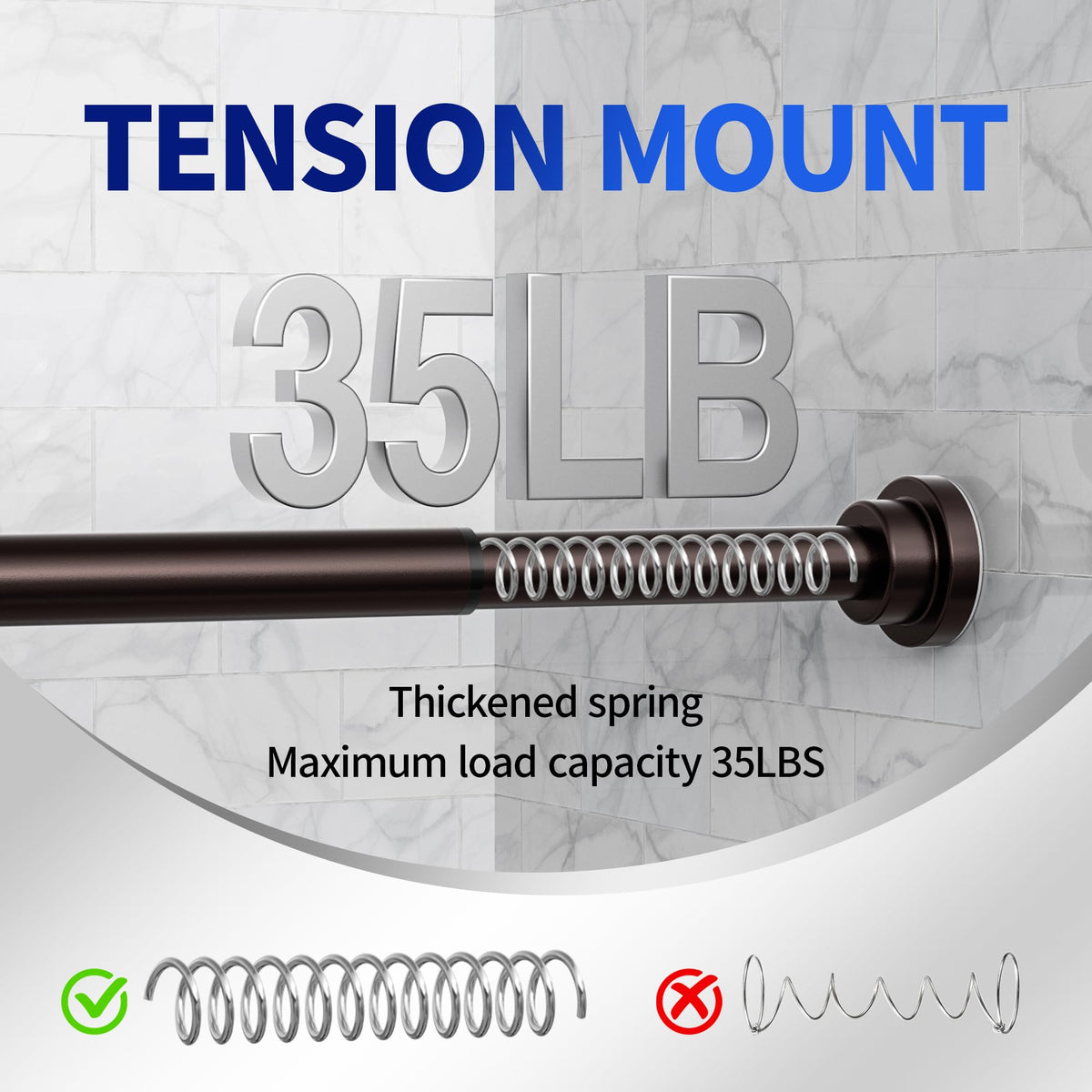 Mcrbeay bronze tension rod non-slip base grips walls securely