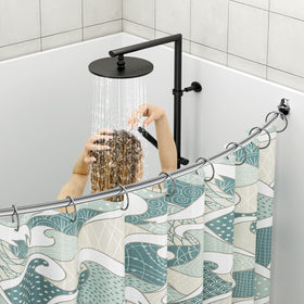 Mcrbeay curved shower rod brushed nickel finish adds sleek durability.
