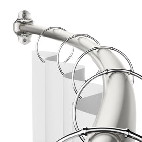 Mcrbeay curved shower rod extended space boosts elbow room during showers.