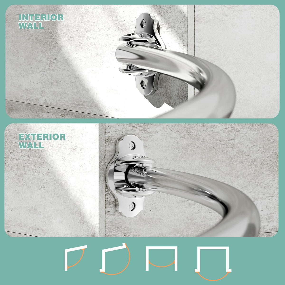Mcrbeay rotating brackets allow angle adjustments for a perfect fit.