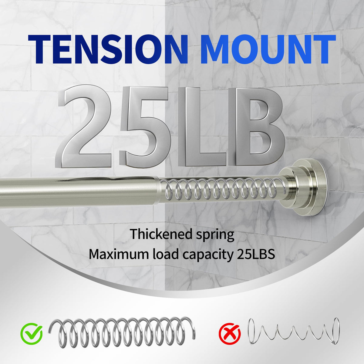 Mcrbeay shower rod 1-inch diameter delivers solid stability during daily use.