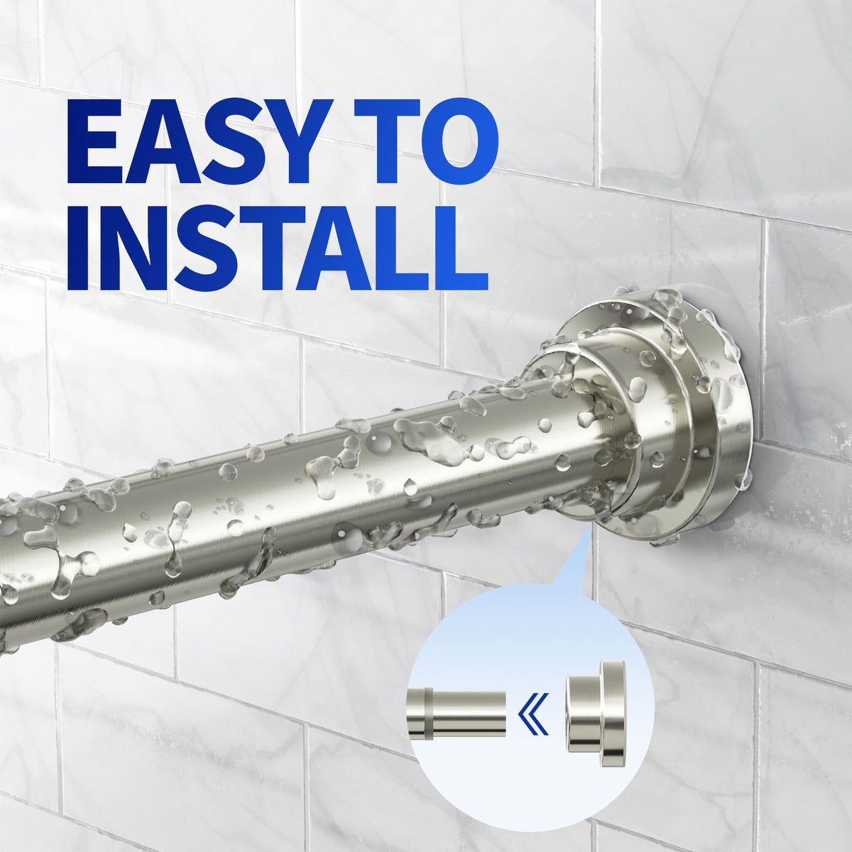 Mcrbeay shower rod brushed nickel finish adds sleek style to bathrooms.