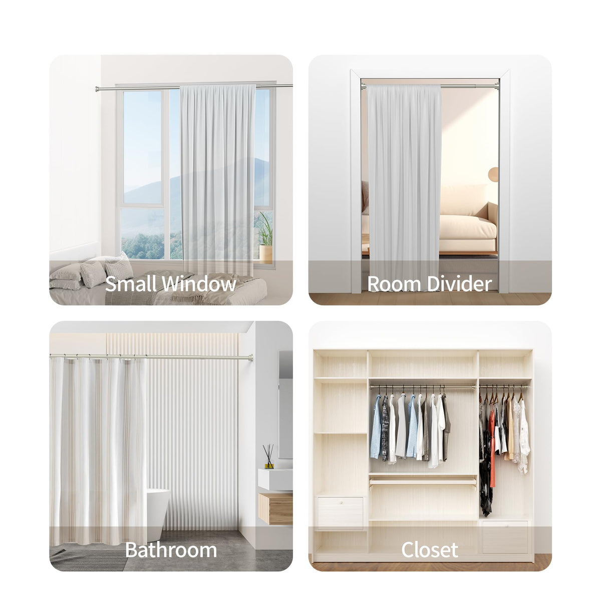 Mcrbeay shower rod multi-purpose-use adapts to bathrooms and more.