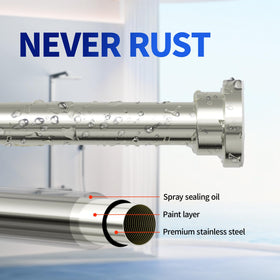 Mcrbeay shower rod non-slip base prevents slipping on smooth walls.