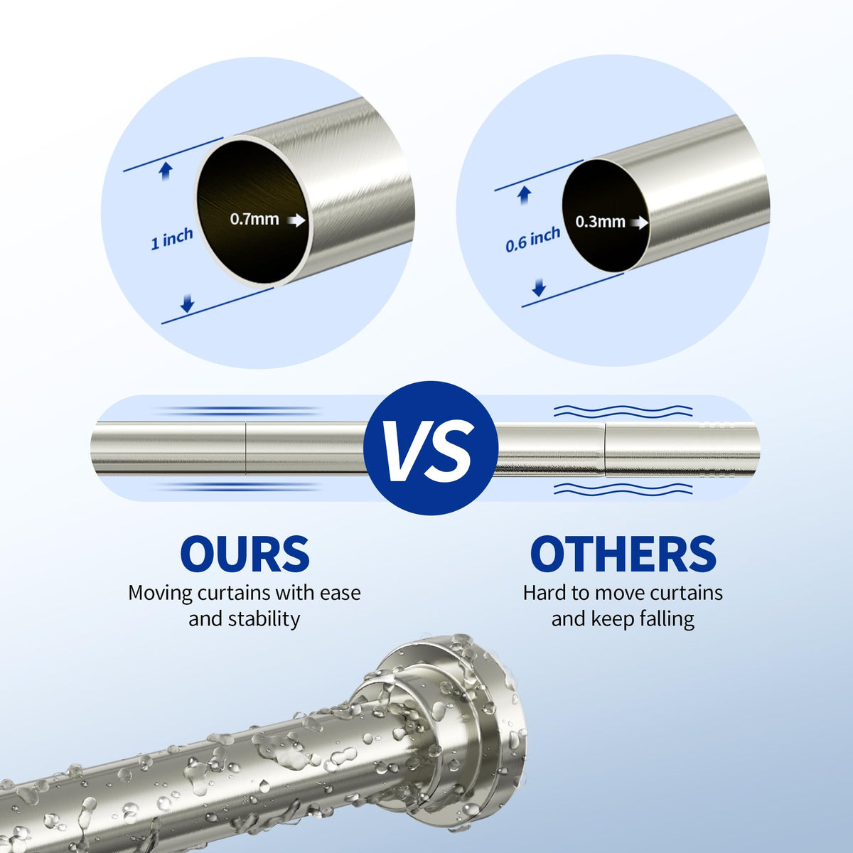 Mcrbeay rust-resistant stainless steel for humid bathrooms.